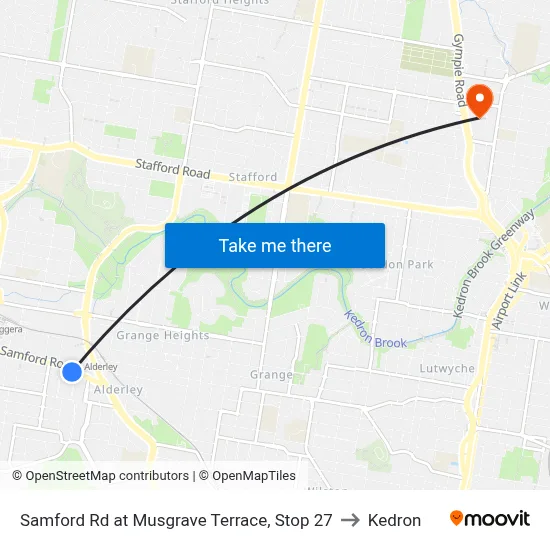 Samford Rd at Musgrave Terrace, Stop 27 to Kedron map