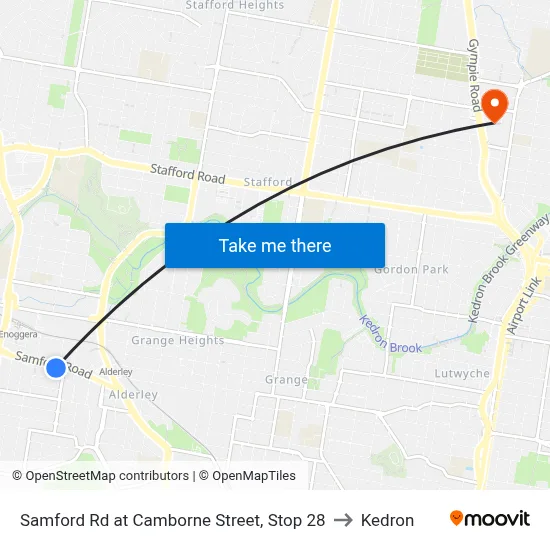 Samford Rd at Camborne Street, Stop 28 to Kedron map