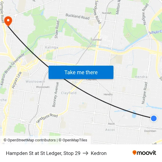 Hampden St at St Ledger, Stop 29 to Kedron map