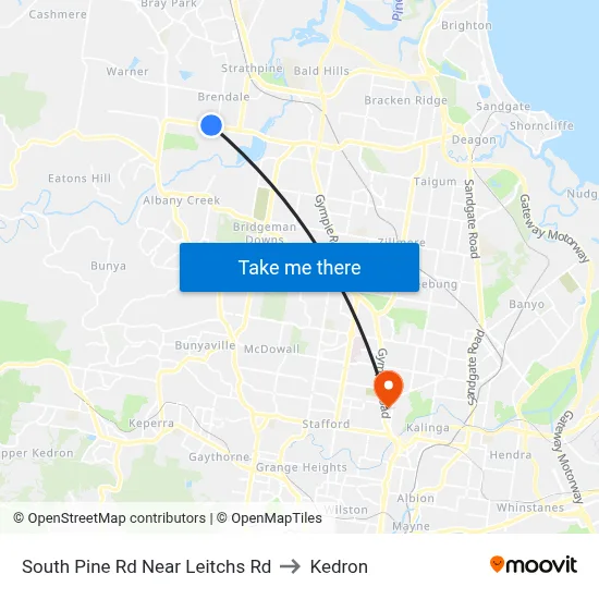 South Pine Rd Near Leitchs Rd to Kedron map