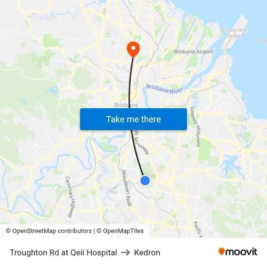 Troughton Rd at Qeii Hospital to Kedron map