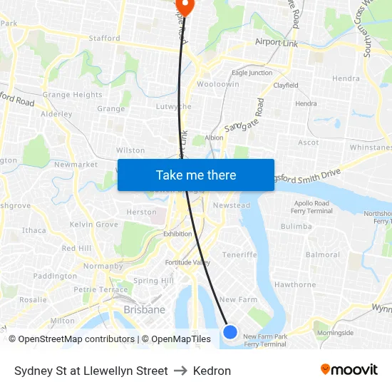 Sydney St at Llewellyn Street to Kedron map