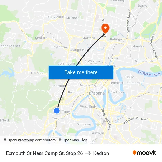 Exmouth St Near Camp St, Stop 26 to Kedron map