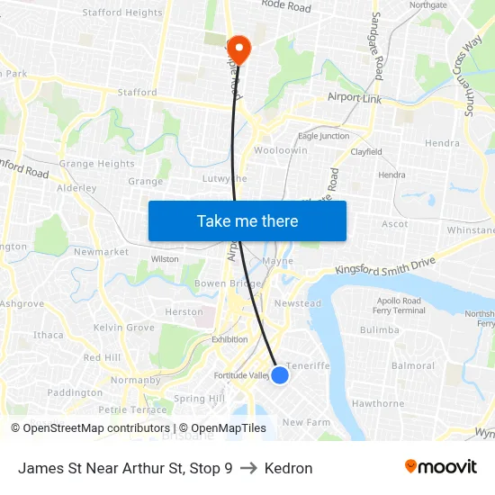 James St Near Arthur St, Stop 9 to Kedron map