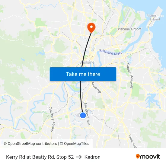 Kerry Rd at Beatty Rd, Stop 52 to Kedron map