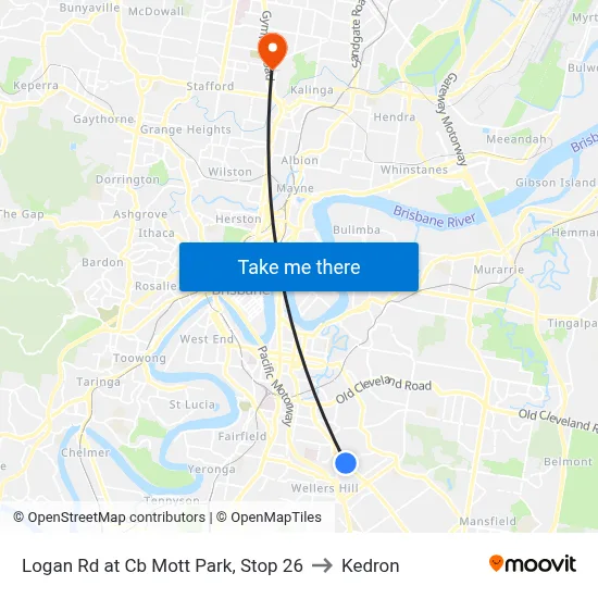 Logan Rd at Cb Mott Park, Stop 26 to Kedron map