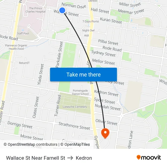 Wallace St Near Farnell St to Kedron map