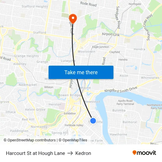 Harcourt St at Hough Lane to Kedron map