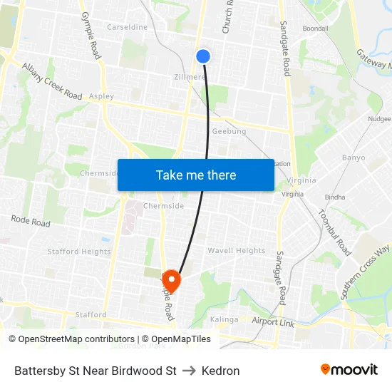 Battersby St Near Birdwood St to Kedron map