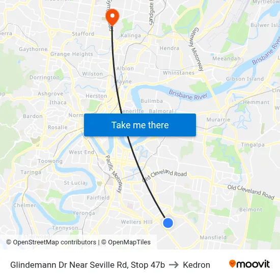 Glindemann Dr Near Seville Rd, Stop 47b to Kedron map
