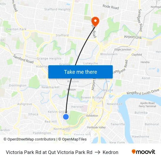 Victoria Park Rd at Qut Victoria Park Rd to Kedron map