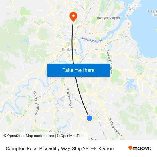 Compton Rd at Piccadilly Way, Stop 28 to Kedron map