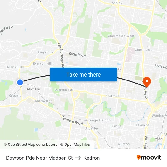 Dawson Pde Near Madsen St to Kedron map