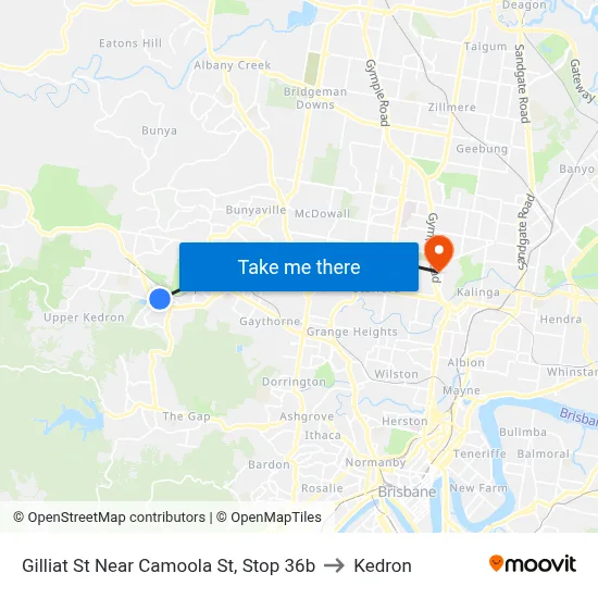 Gilliat St Near Camoola St, Stop 36b to Kedron map
