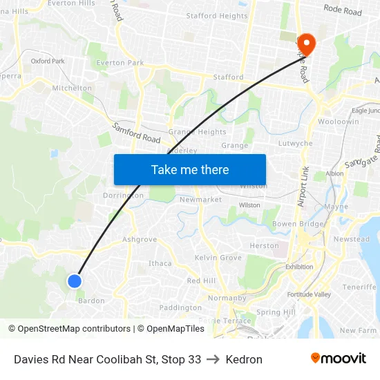 Davies Rd Near Coolibah St, Stop 33 to Kedron map