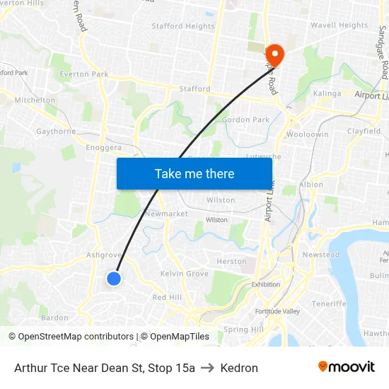 Arthur Tce Near Dean St, Stop 15a to Kedron map