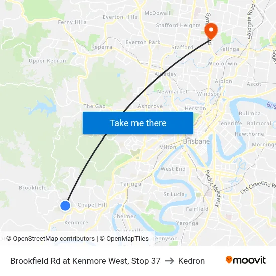 Brookfield Rd at Kenmore West, Stop 37 to Kedron map