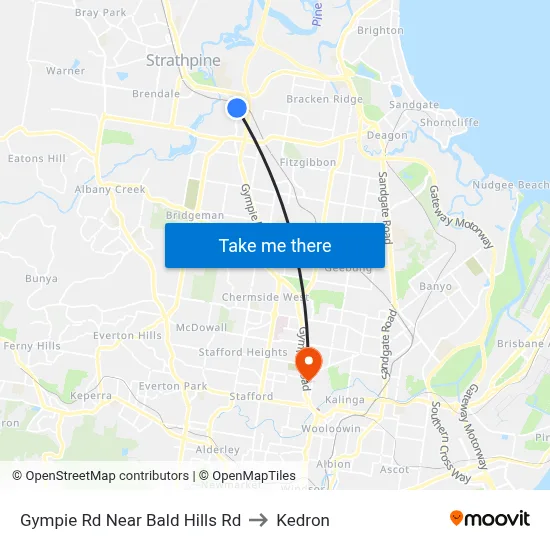 Gympie Rd Near Bald Hills Rd to Kedron map