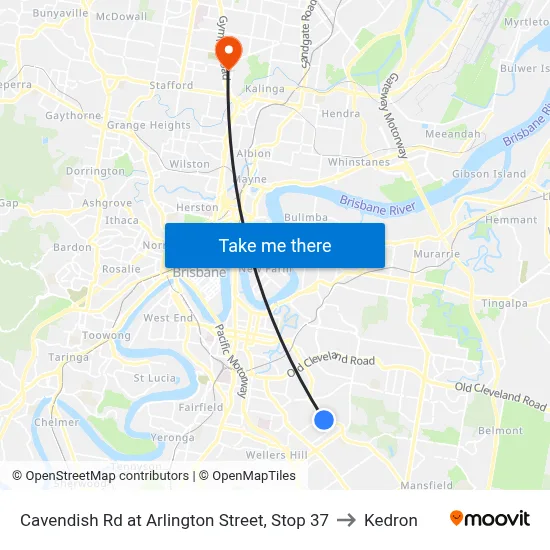 Cavendish Rd at Arlington Street, Stop 37 to Kedron map