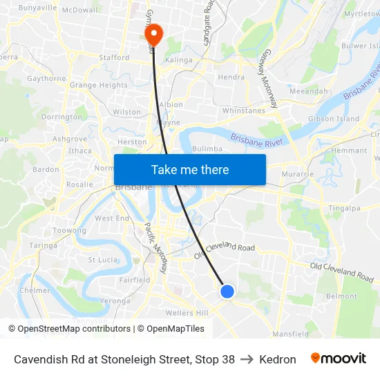 Cavendish Rd at Stoneleigh Street, Stop 38 to Kedron map