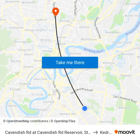 Cavendish Rd at Cavendish Rd Reservoir, Stop 40 to Kedron map