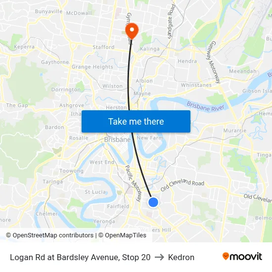 Logan Rd at Bardsley Avenue, Stop 20 to Kedron map