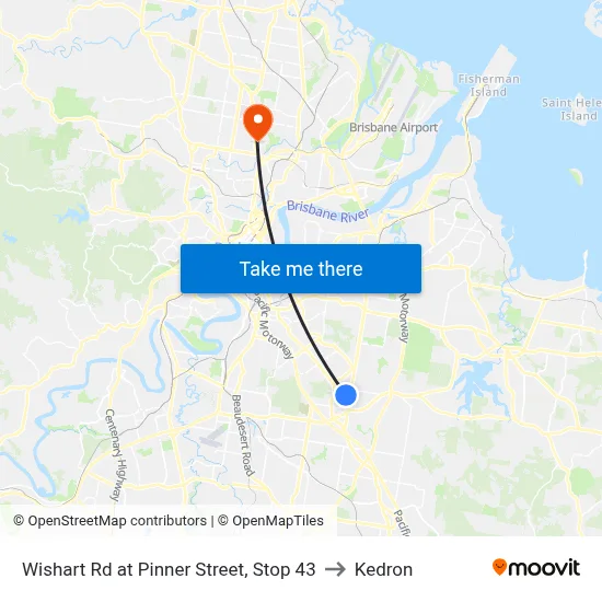 Wishart Rd at Pinner Street, Stop 43 to Kedron map
