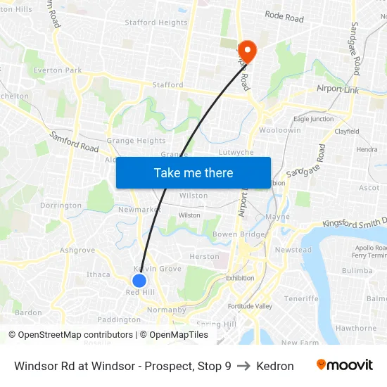 Windsor Rd at Windsor - Prospect, Stop 9 to Kedron map