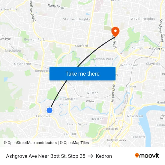 Ashgrove Ave Near Bott St, Stop 25 to Kedron map