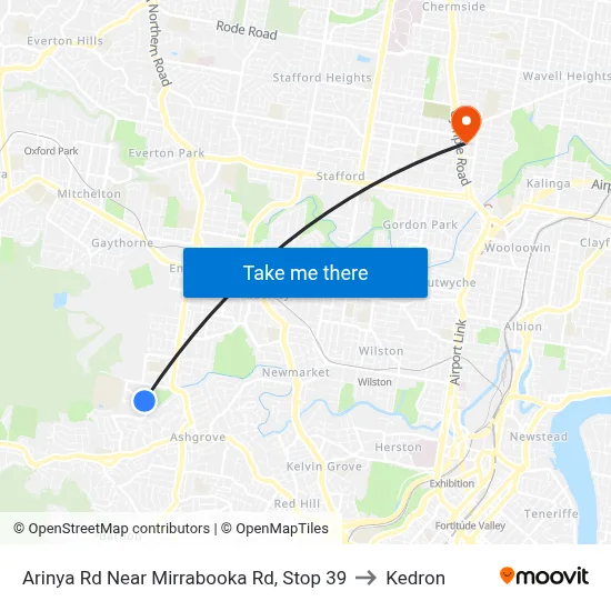 Arinya Rd Near Mirrabooka Rd, Stop 39 to Kedron map