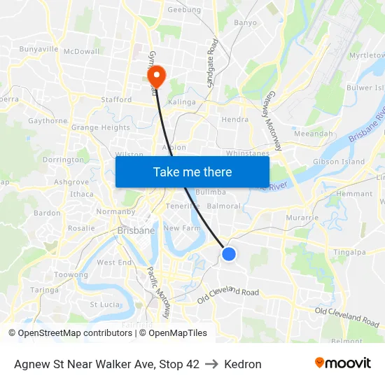 Agnew St Near Walker Ave, Stop 42 to Kedron map