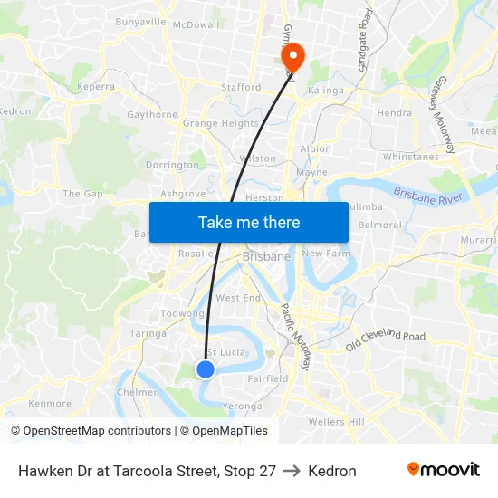 Hawken Dr at Tarcoola Street, Stop 27 to Kedron map