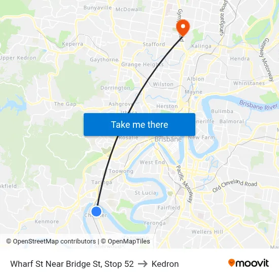 Wharf St Near Bridge St, Stop 52 to Kedron map