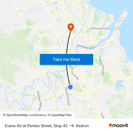 Evans Rd at Pentex Street, Stop 43 to Kedron map