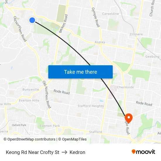 Keong Rd Near Crofty St to Kedron map