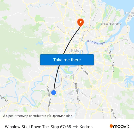Winslow St at Rowe Tce, Stop 67/68 to Kedron map