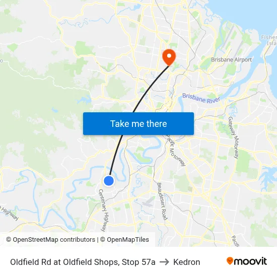 Oldfield Rd at Oldfield Shops, Stop 57a to Kedron map