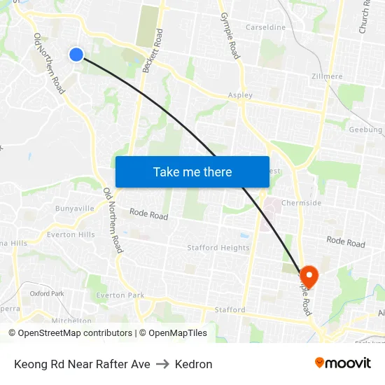 Keong Rd Near Rafter Ave to Kedron map