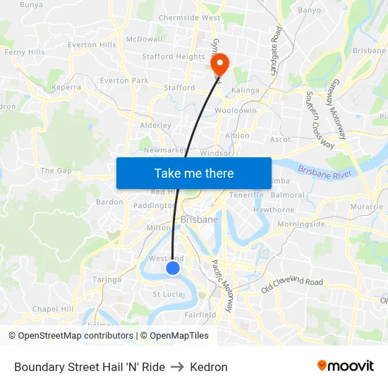 Boundary Street Hail 'N' Ride to Kedron map