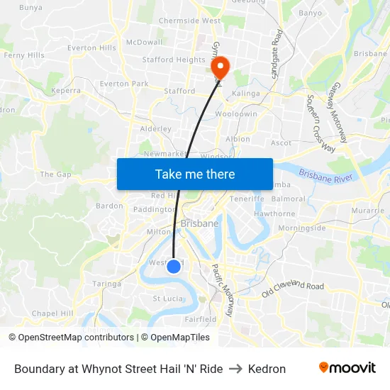 Boundary at Whynot Street Hail 'N' Ride to Kedron map