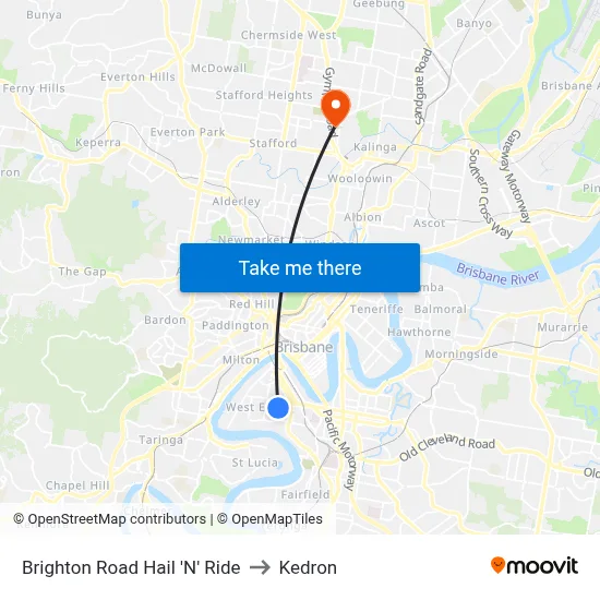Brighton Road Hail 'N' Ride to Kedron map