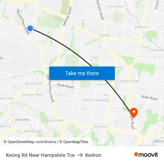 Keong Rd Near Hampshire Tce to Kedron map