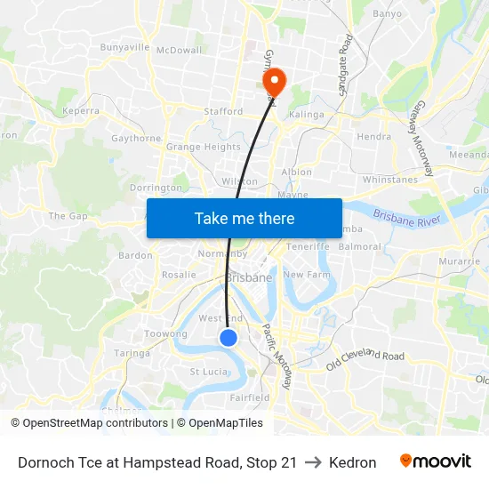 Dornoch Tce at Hampstead Road, Stop 21 to Kedron map