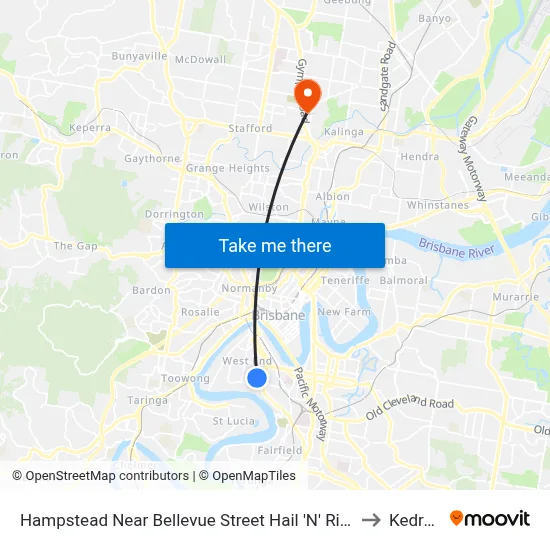 Hampstead Near Bellevue Street Hail 'N' Ride to Kedron map