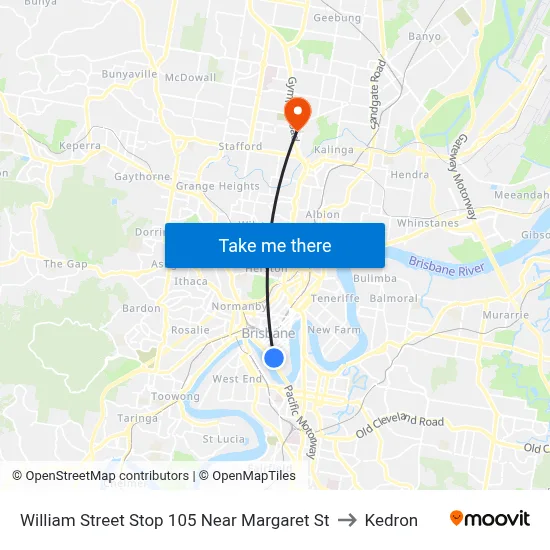 William Street Stop 105 Near Margaret St to Kedron map