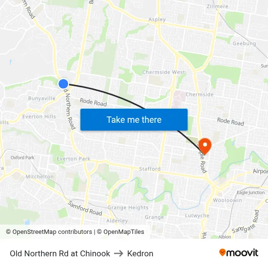 Old Northern Rd at Chinook to Kedron map