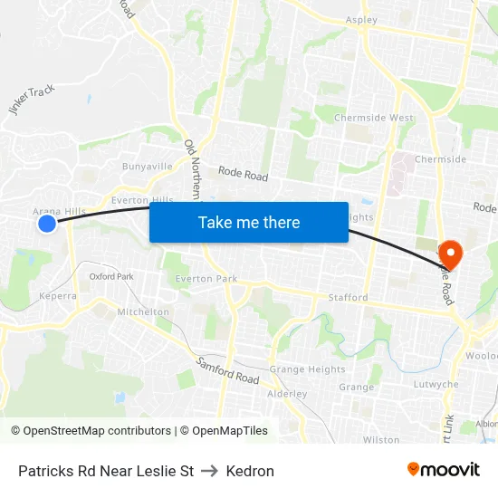 Patricks Rd Near Leslie St to Kedron map