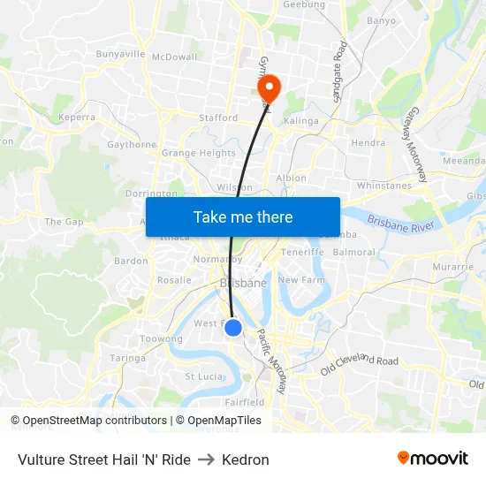 Vulture Street Hail 'N' Ride to Kedron map