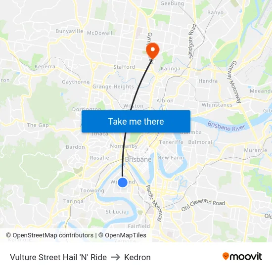 Vulture Street Hail 'N' Ride to Kedron map