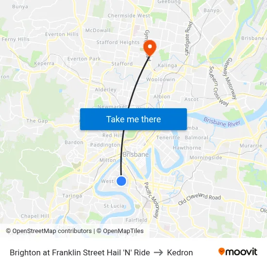 Brighton at Franklin Street Hail 'N' Ride to Kedron map